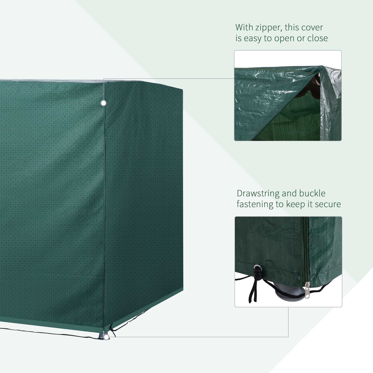 Outsunny Large Patio Swing Chair Cover with Drawstring – Heavy Duty Garden Furniture Protector, Green