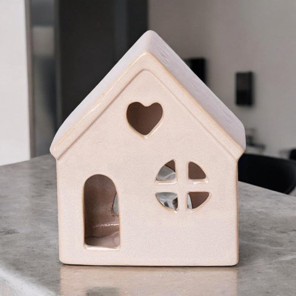 Ceramic House Tea Light Holder – Porch Village Collection Painted Candle Holder, Boxed