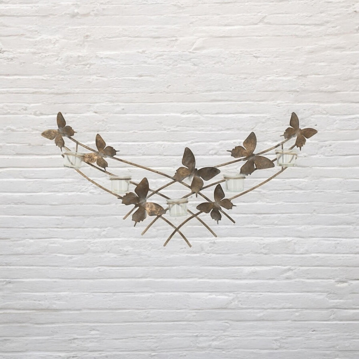 Gold Butterfly Wall-Mounted Candle Holder – Metal Wall Decor, 9cm