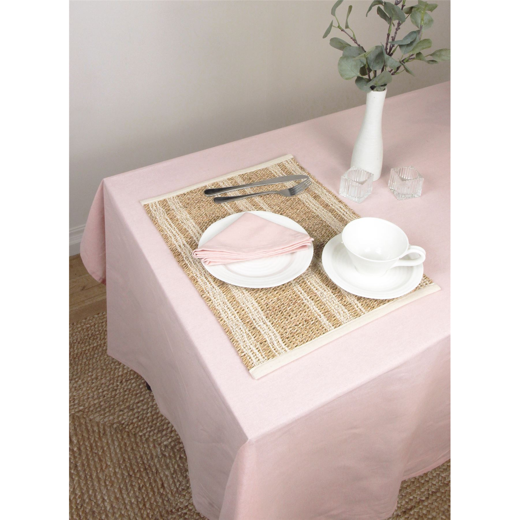 Esselle Home Avon 100% Cotton Tablecloth, 240 x 140cm – Dining Table Linen from the Revival Collection, Blush