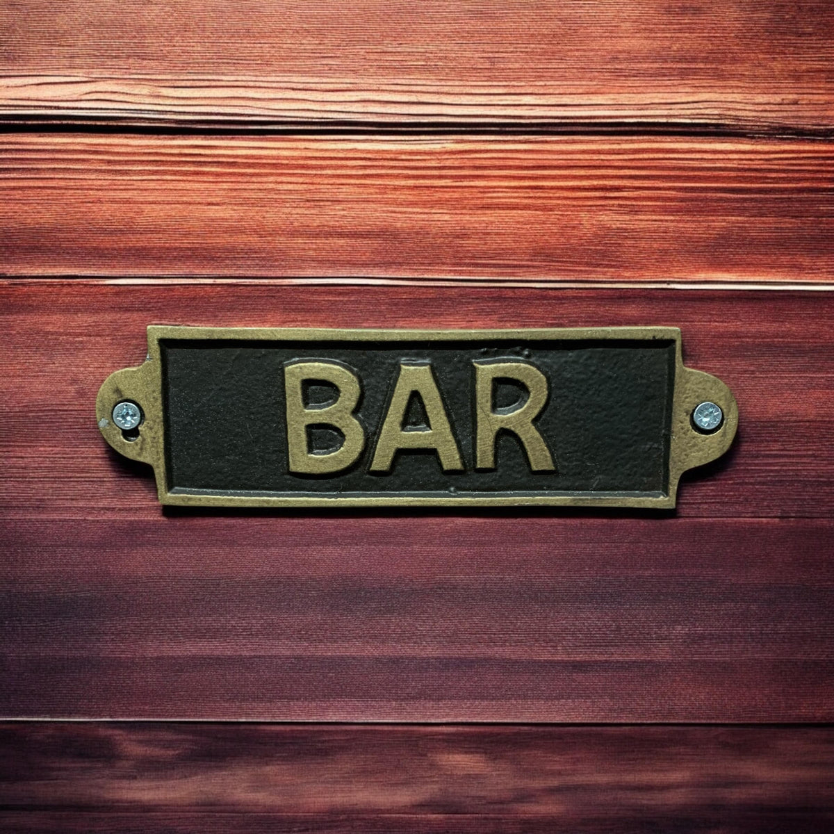 Bar Metal Door Sign – Small, Slim Hand Finished Wall Sign with Bar Message