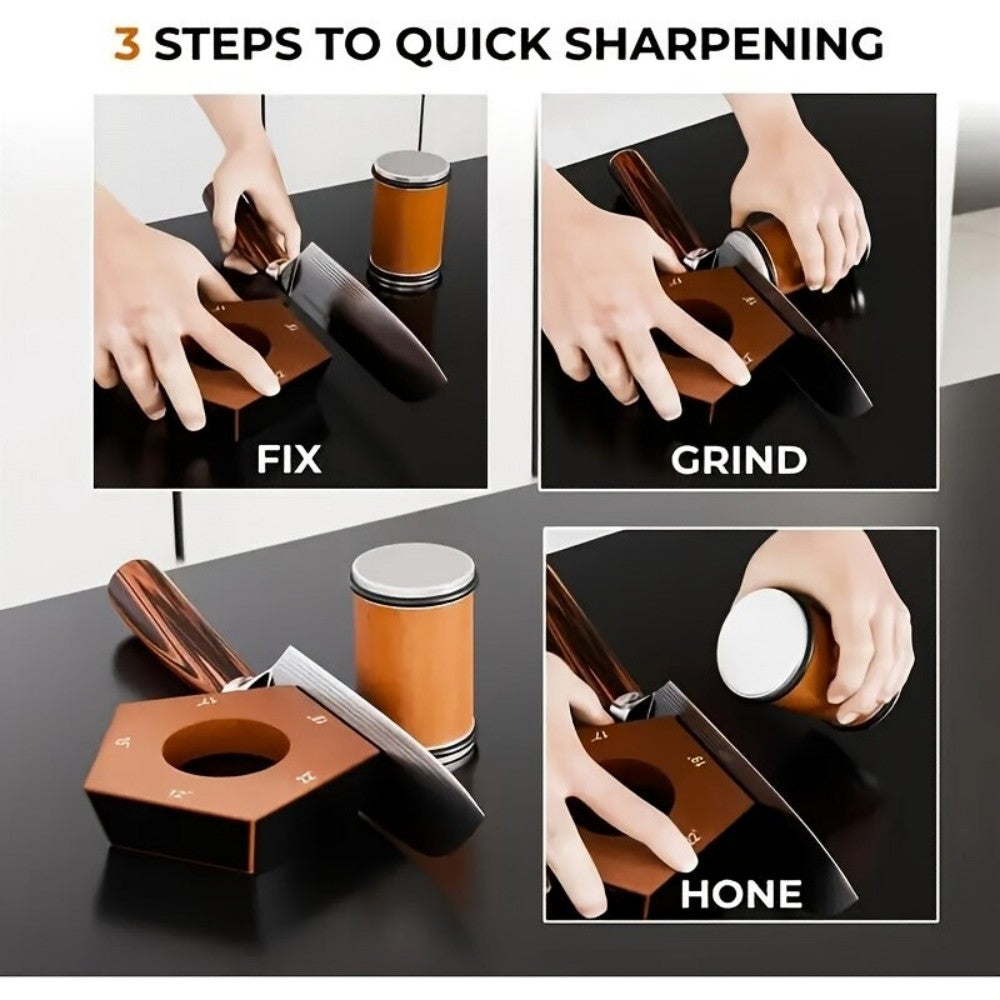 Diamond Rolling Knife Sharpener with 5 Adjustable Angles & Magnetic Base – Manual Kitchen Blade Hone Tool
