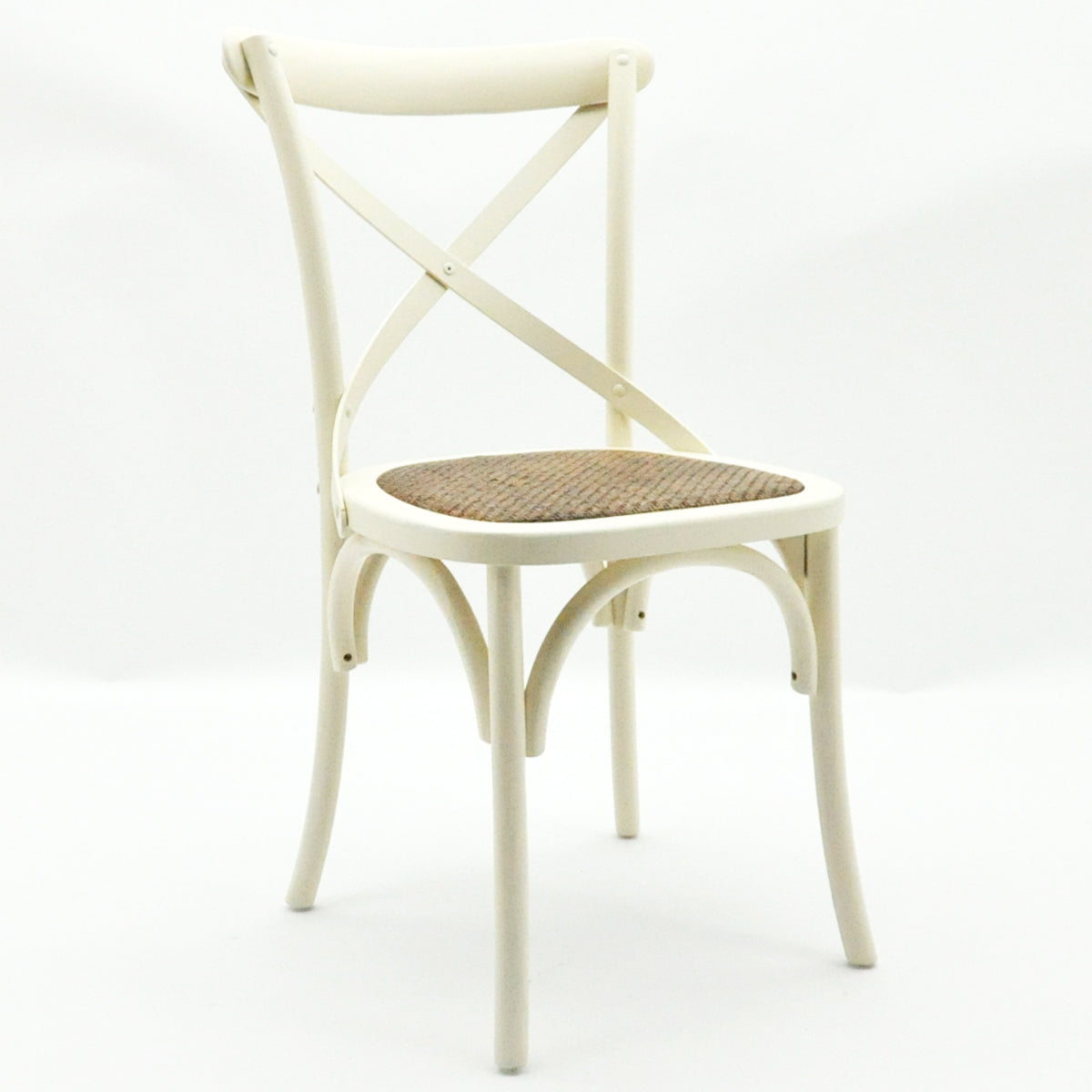 AcaciaHome Oak Cross Back Café Chair with Rattan Seat – Hand-Finished Dining Seating, Cream