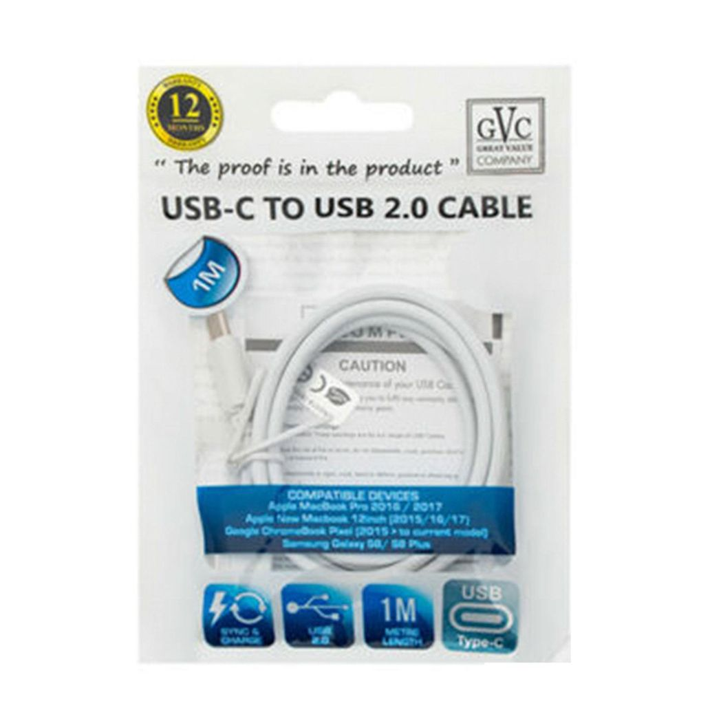GVC USB to Type-C Cable 1m – Reversible Charging & Syncing Lead for Phone & Pad