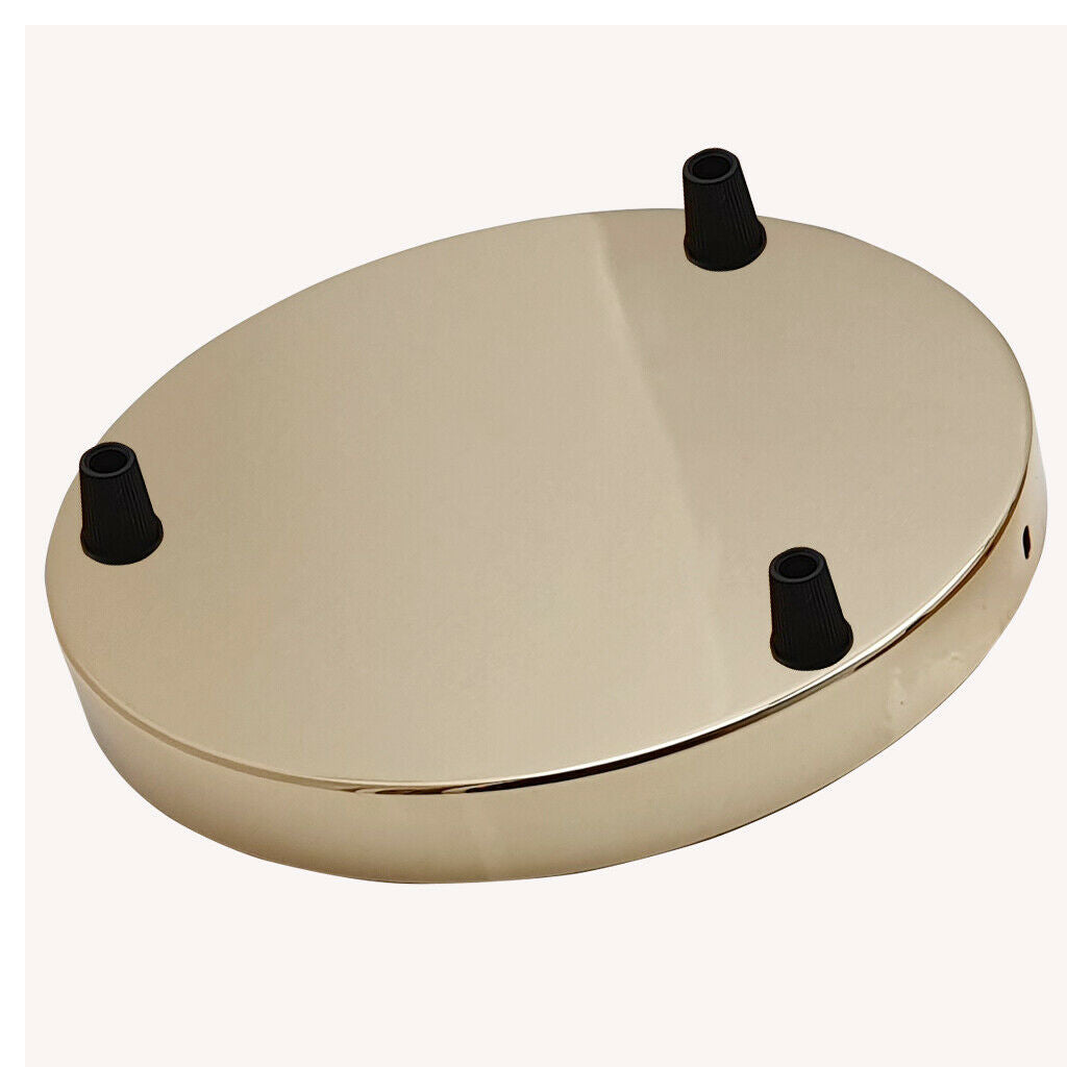 LEDSONE Multi-Outlet Ceiling Rose, 3-Way Outlet – 200mm Metal Ceiling Plate for Chandeliers, Satin Nickel