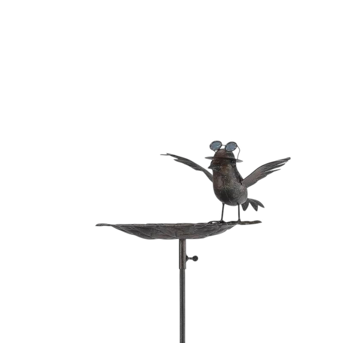 Metal Bird Feeder Birdbath Spinner Garden Stake – Decorative Outdoor Art with Rocking Motion, Black, 50" Metal Bird