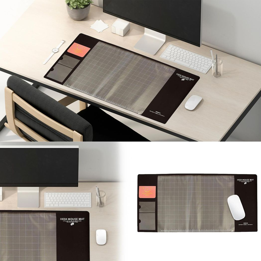 AQ Multifunctional Office Desk Mouse Mat with Calendar & Phone Holder – Eco-Friendly PVC+DS, Brown