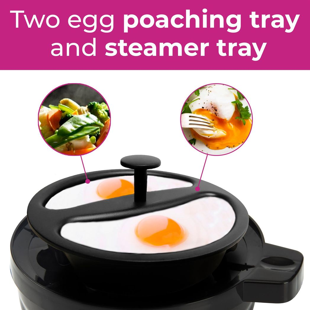Neo Blue & Copper 3-in-1 Electric Egg Boiler, Poacher & Steamer – Compact Kitchen Appliance