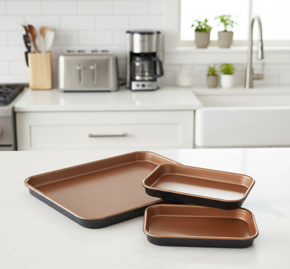 Avilo Ceratitanware Non-Stick Carbon Steel Oven Trays, Set of 3 – 2 Small and 1 Large