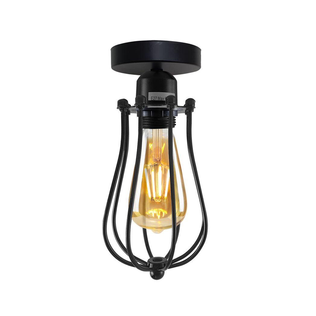 Vintage Industrial Balloon Shaped Wire Cage Ceiling Light with Metal Ceiling Rose & E27 Holder – Max 60W