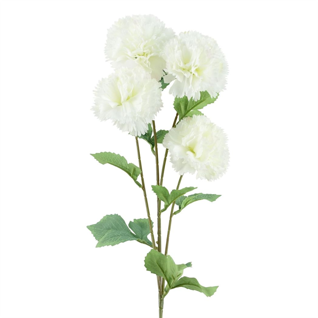 Pack of 6 x 70cm White Artificial Carnation Stem – 24 Flowers