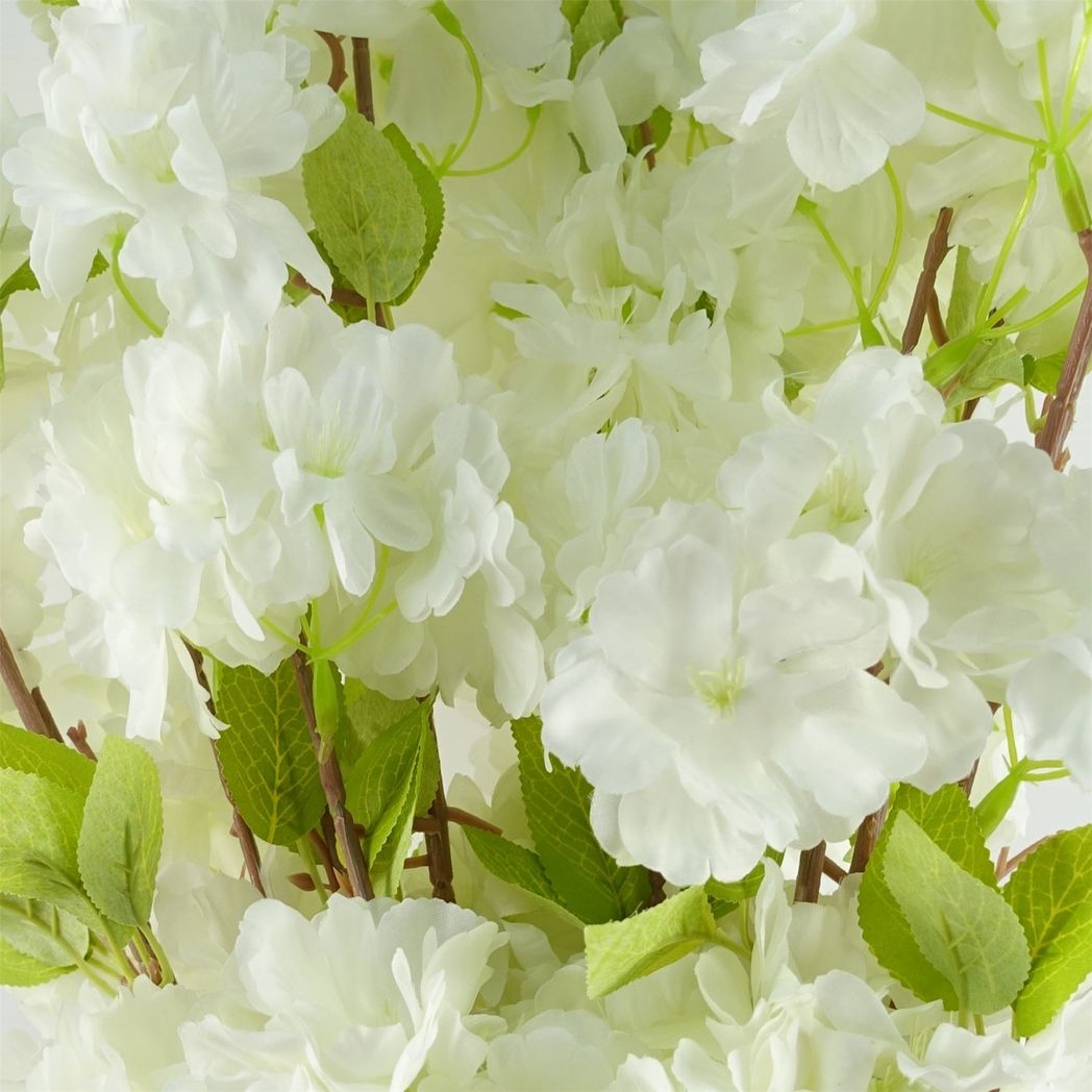 Leaf Design UK Pack of 6 Artificial Blossom Stems with Silk Flowers – 100cm Floral Decor, White