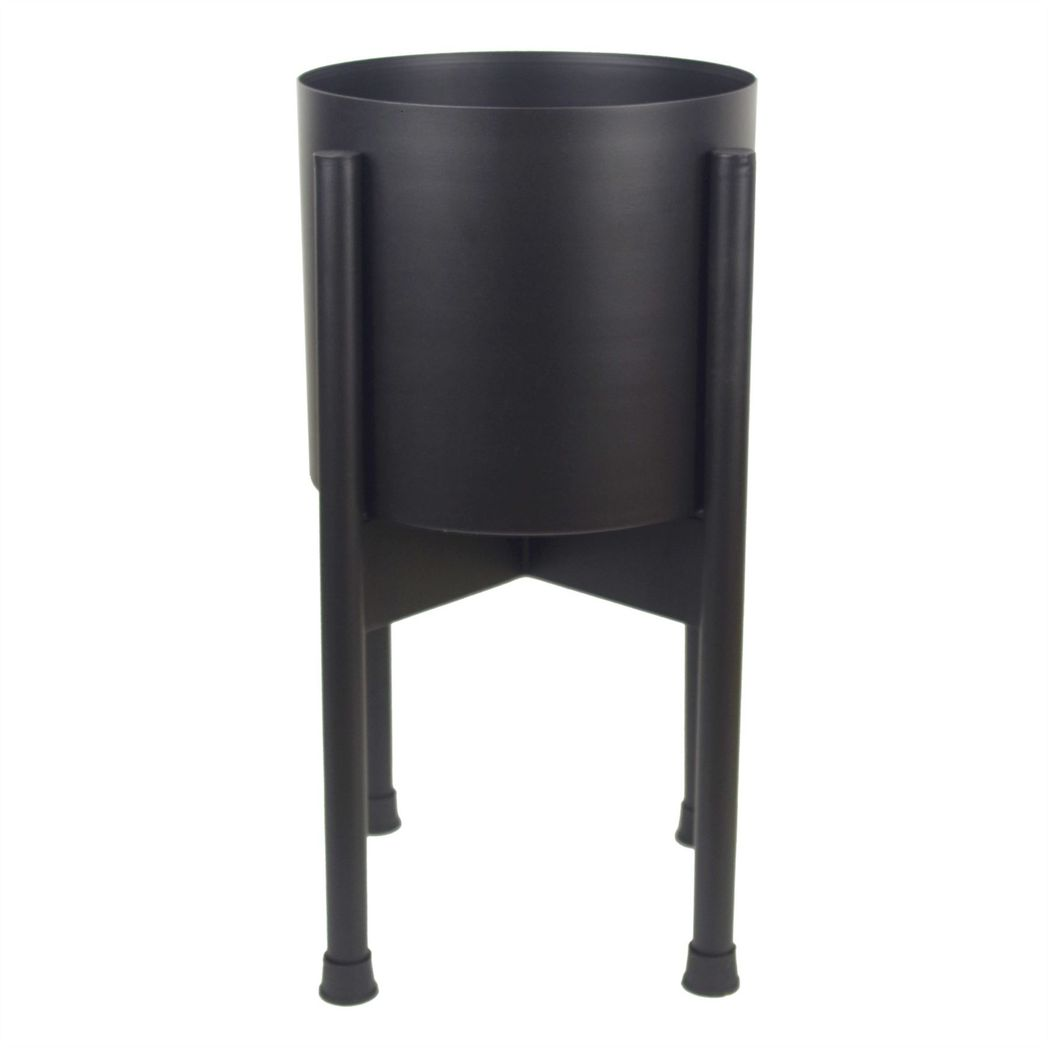 Leaf Black Metal Planter Plant Pot, 20 x 18cm – Handmade Rustic Polished Finish for Indoor Plants