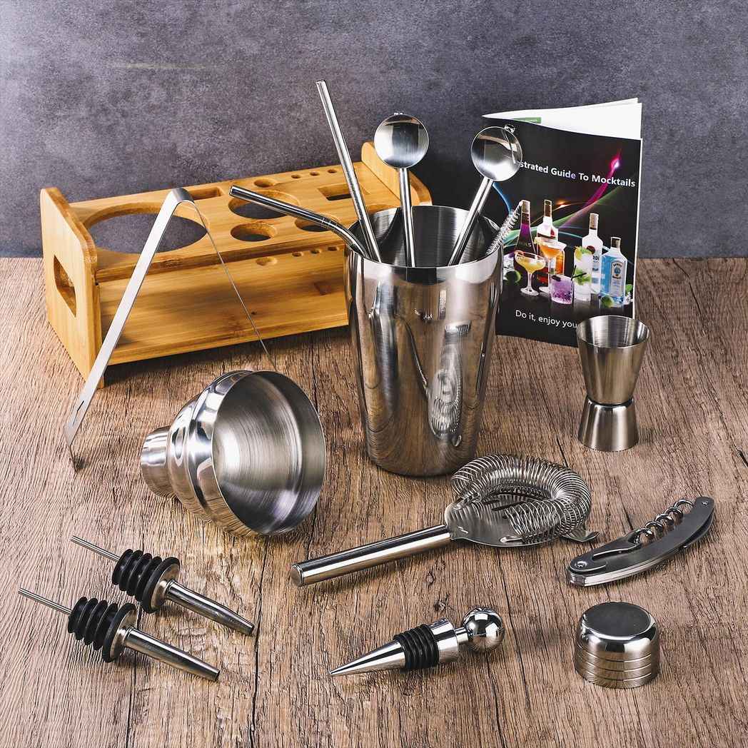 Vinsani 15-Piece Cocktail Set – Cocktail Shaker and Bar Tools for Home Bartending