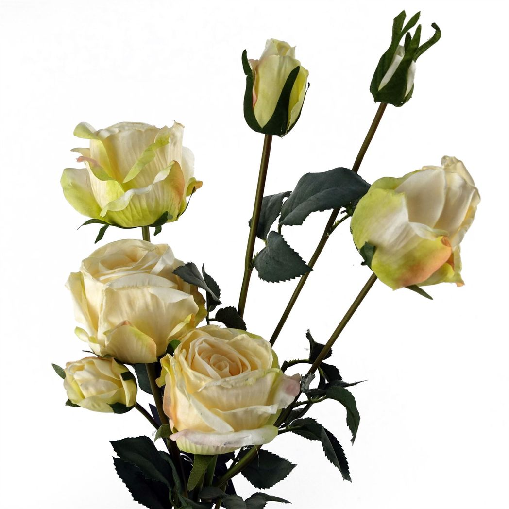60cm Cream Rose Artificial Flowers Spray – 4 Flowers 3 Buds
