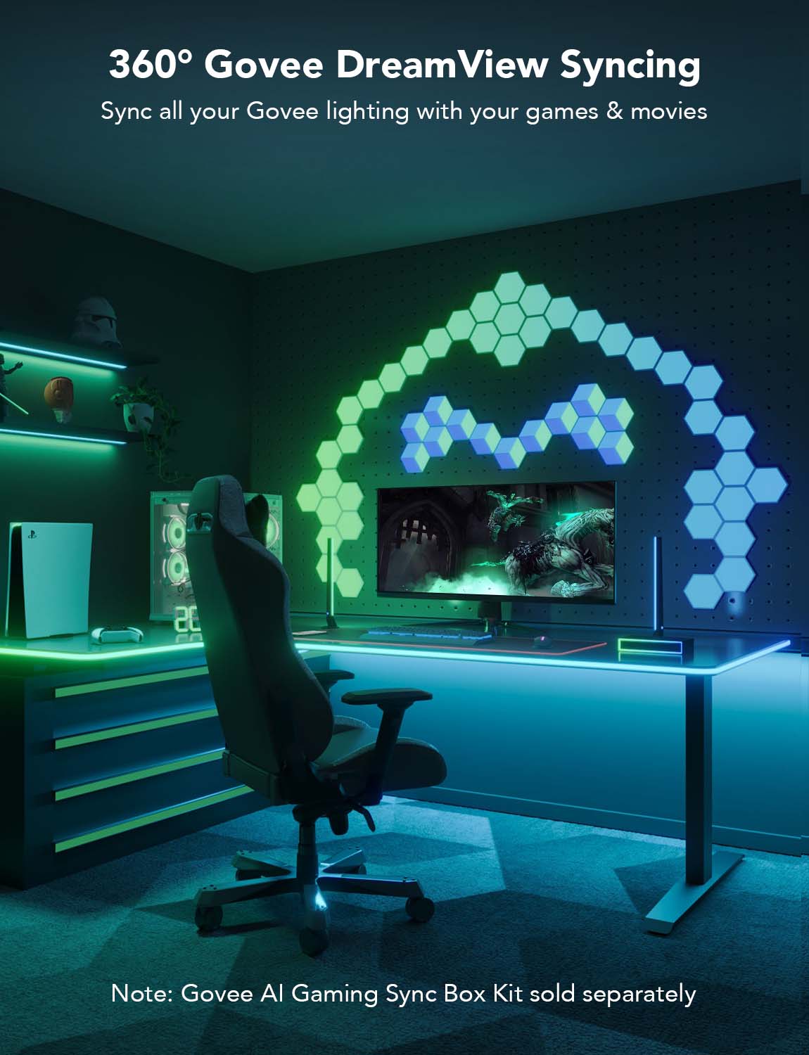 Govee Gaming Table Neon Rope Light, 3m – Segmented RGBIC Lighting with 12 Cutting Points