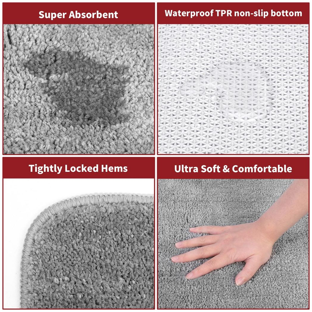 Vinsani Ultra Soft Microfibre Bath Mat 50x80 – Fluffy, Dense Pile Bathroom Mat, Light Grey