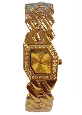 Clasico Ladies Bling Bracelet Watch, Water Resistant, Gold Dial – Gold Metal Strap