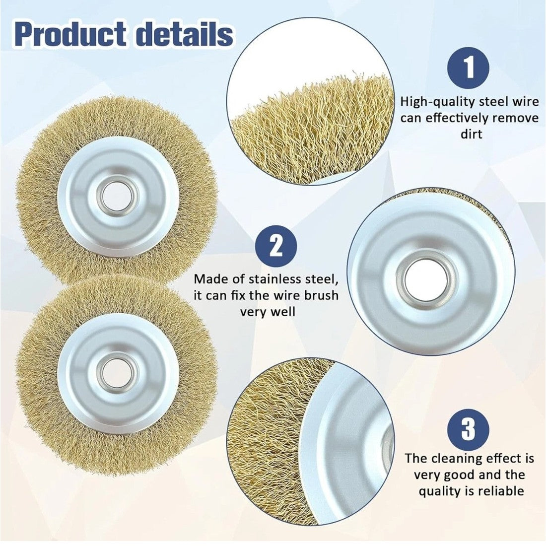 Replacement 2-Pack Steel Wire Brushes for Ryobi RAC814 – Fits RY18PCA-0, OPC1800 & OPC1815 Patio Cleaners