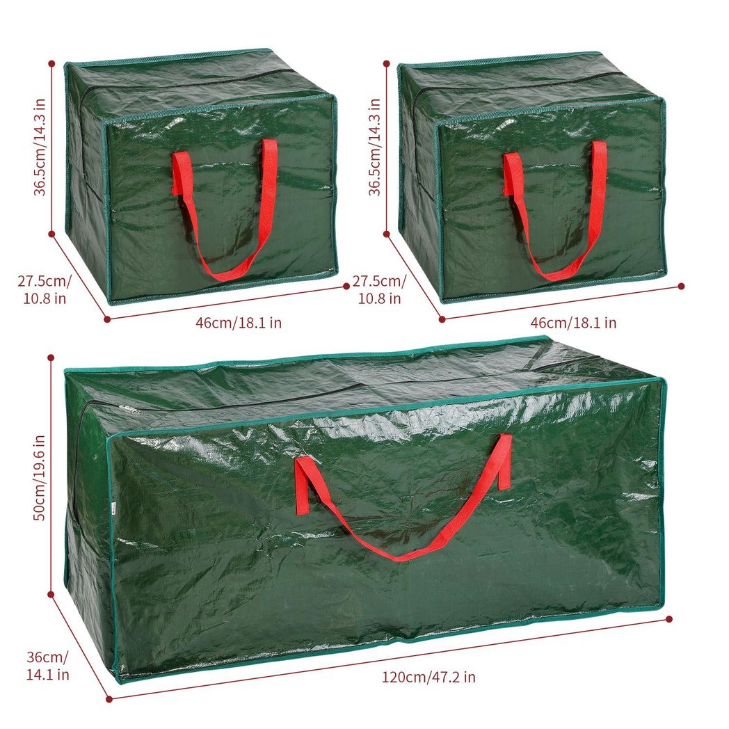 Vinsani 3 Piece Christmas Tree Storage Bags for Trees up to 7ft – Water-Resistant, Dust-Proof with Zip Closure