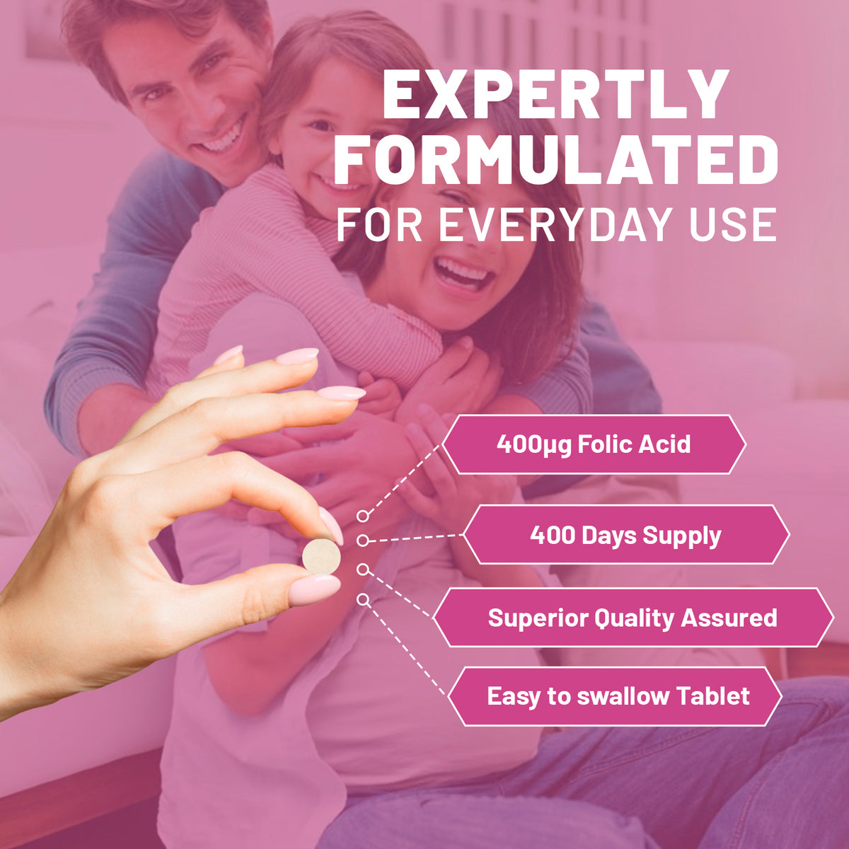 Prowise Folic Acid 400mcg Vitamin B9 Tablets – 400 Vegan Tablets, Over a Year's Supply, Made to GMP Guidelines