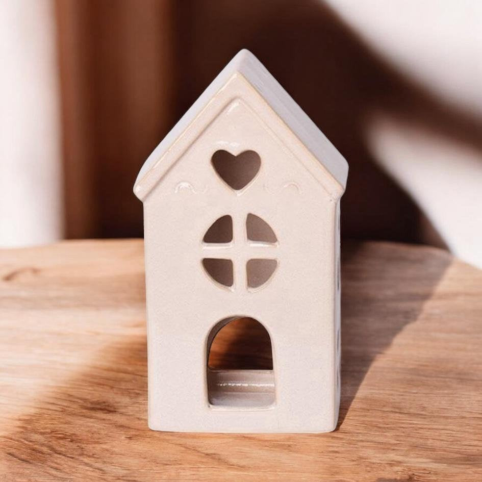 Ceramic House Tea Light Holder – Porch Village Collection Painted Candle Holder, Boxed