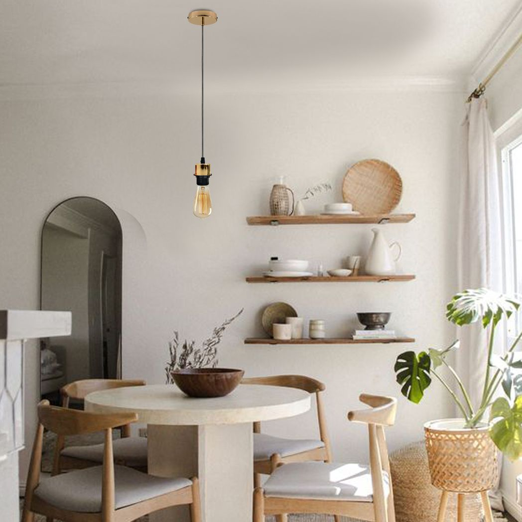 LEDSONE 2 Pack Industrial French Gold Pendant Light Fitting with E27 Lampshade Holder and 95cm Cable
