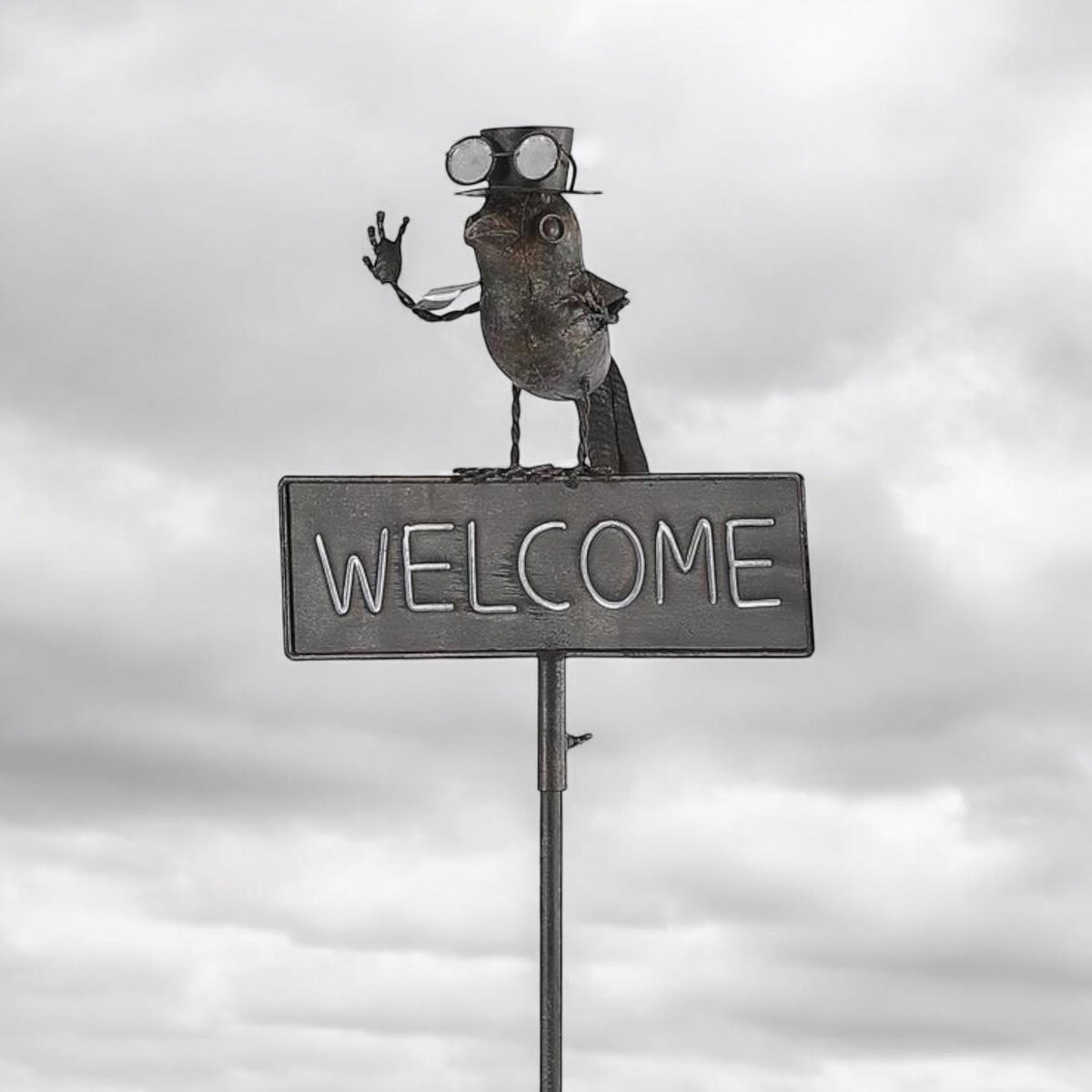 AcaciaHome 125cm Metal Owl Garden Stake with Welcome Sign – Whimsical Outdoor Art for Gardens & Porches