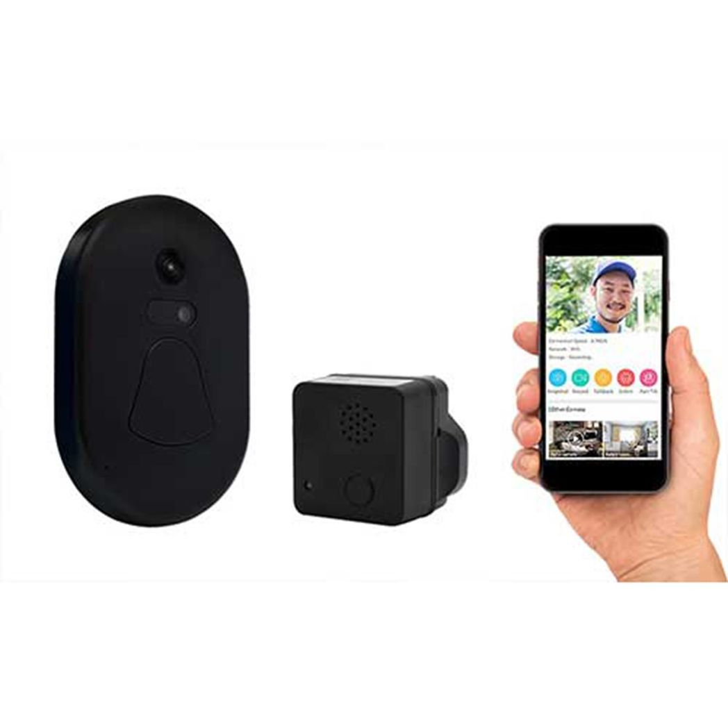 Aquarius Wireless WiFi Smart Video Doorbell with Night Vision & Two-Way Audio – Anti-Theft Alarm, Black