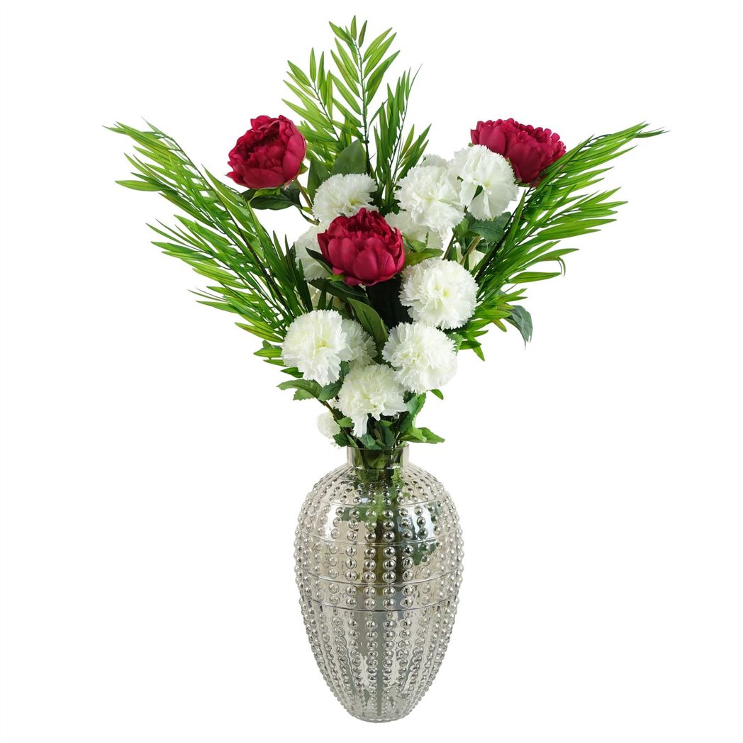 35cm Smoke Grey Bubble Glass Vase – Decorative Home Accent, Grey