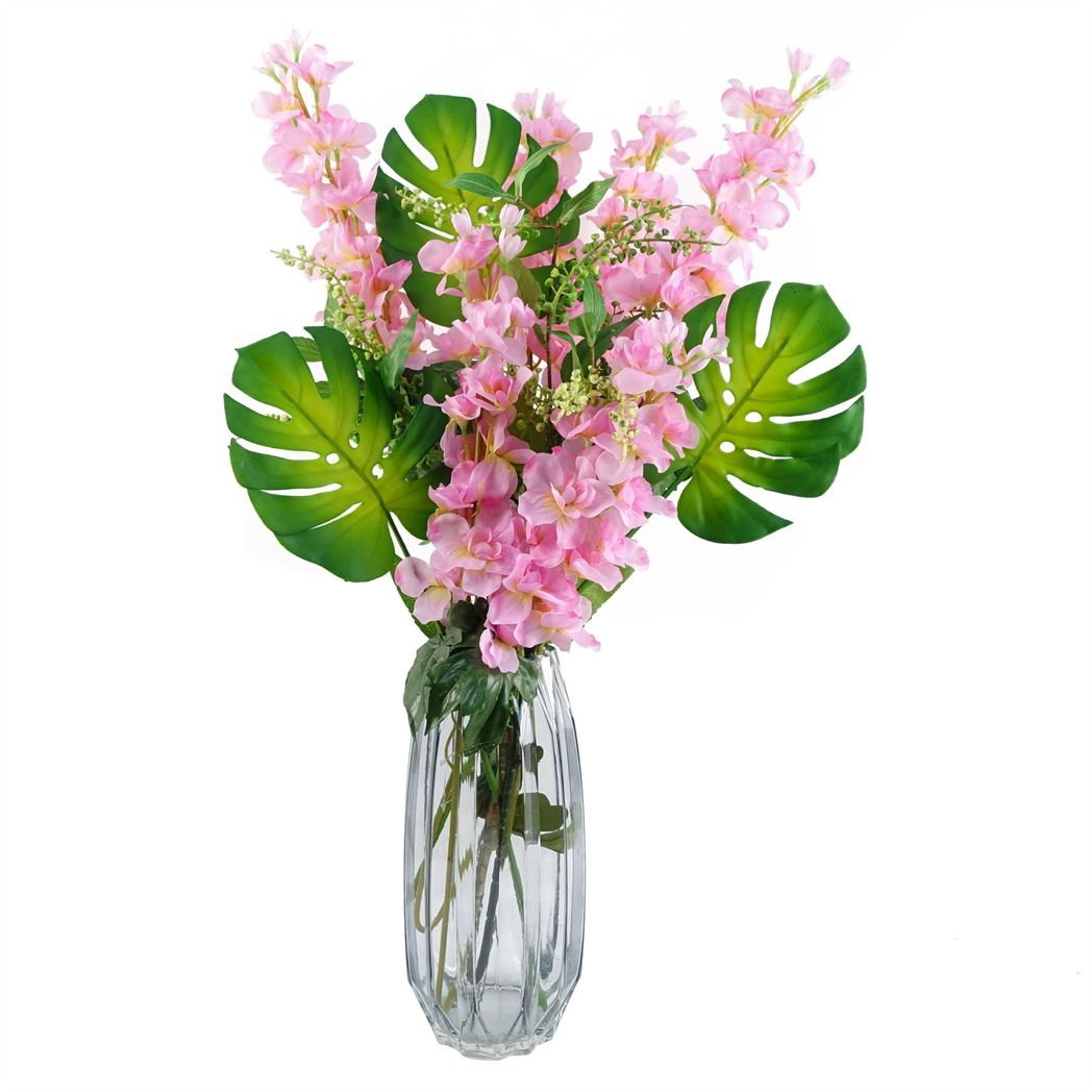 Pack of 6 Artificial Pink Delphinium Stems, 75cm with Silk Petals – Home Floral Decor