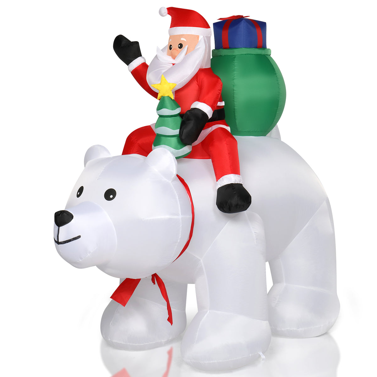 Garden Santa Claus Riding Polar Bear Decoration with 7 LED Lights, 6ft – Outdoor Christmas Display