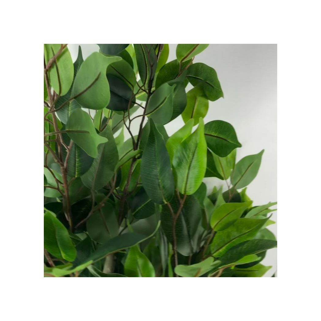 Leaf 110cm Realistic Artificial Ficus Tree with Multicolour Metal Planter – Wired Stems, Botanically Accurate Foliage