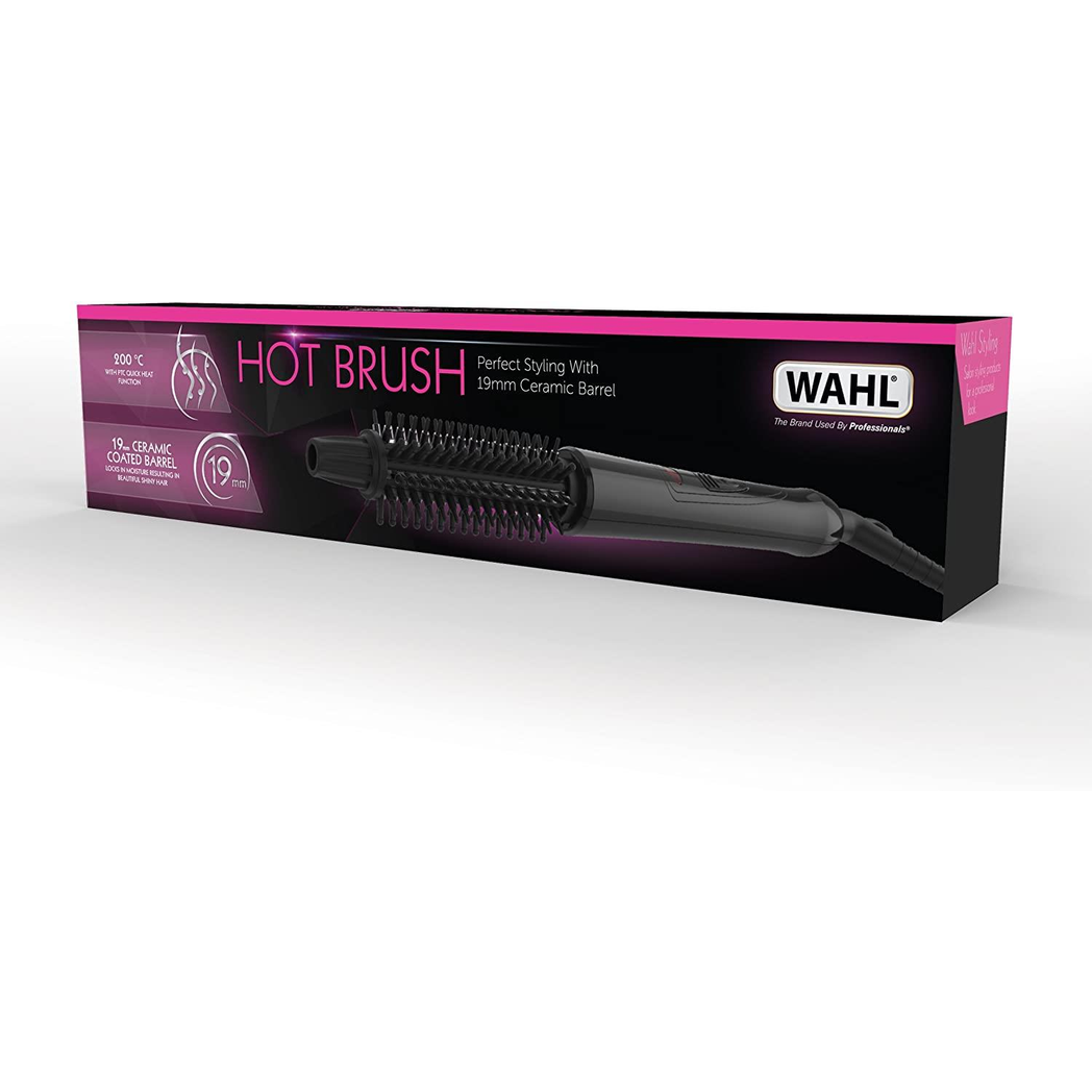 Wahl 19mm Ceramic Hot Brush with 200°C Quick Heat – Create Full Curls and Waves for All Hair Styles