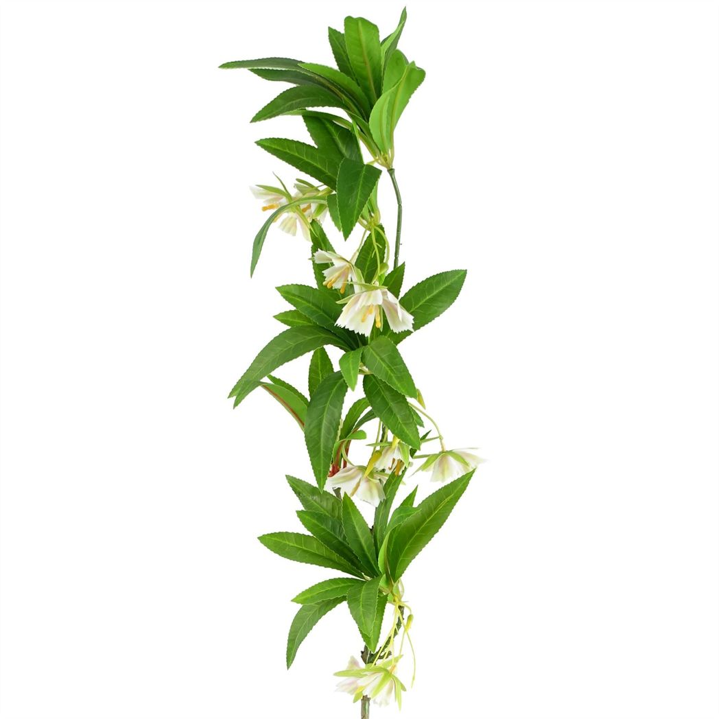 Pack of 6 Artificial Hainan Elaeocarpus Stems, 90cm with Plastic Leaves and Flowers – Faux Foliage