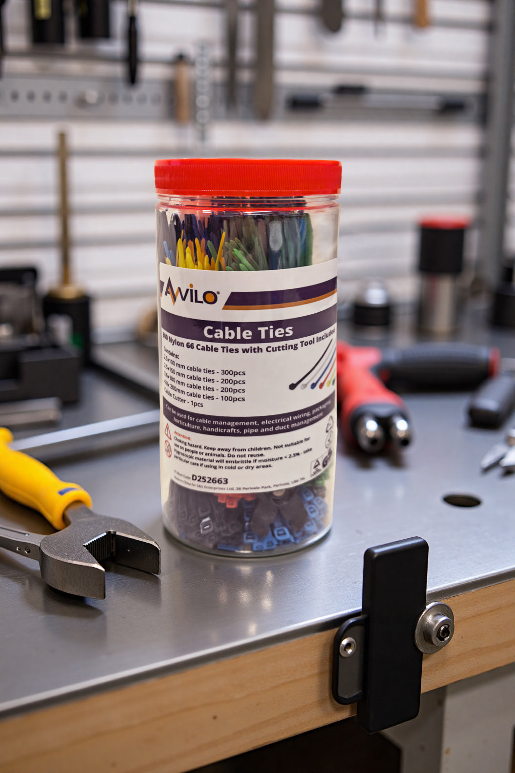 Avilo 800 Durable Cable Ties Set with Integrated Cutting Tool – Home Cable Management