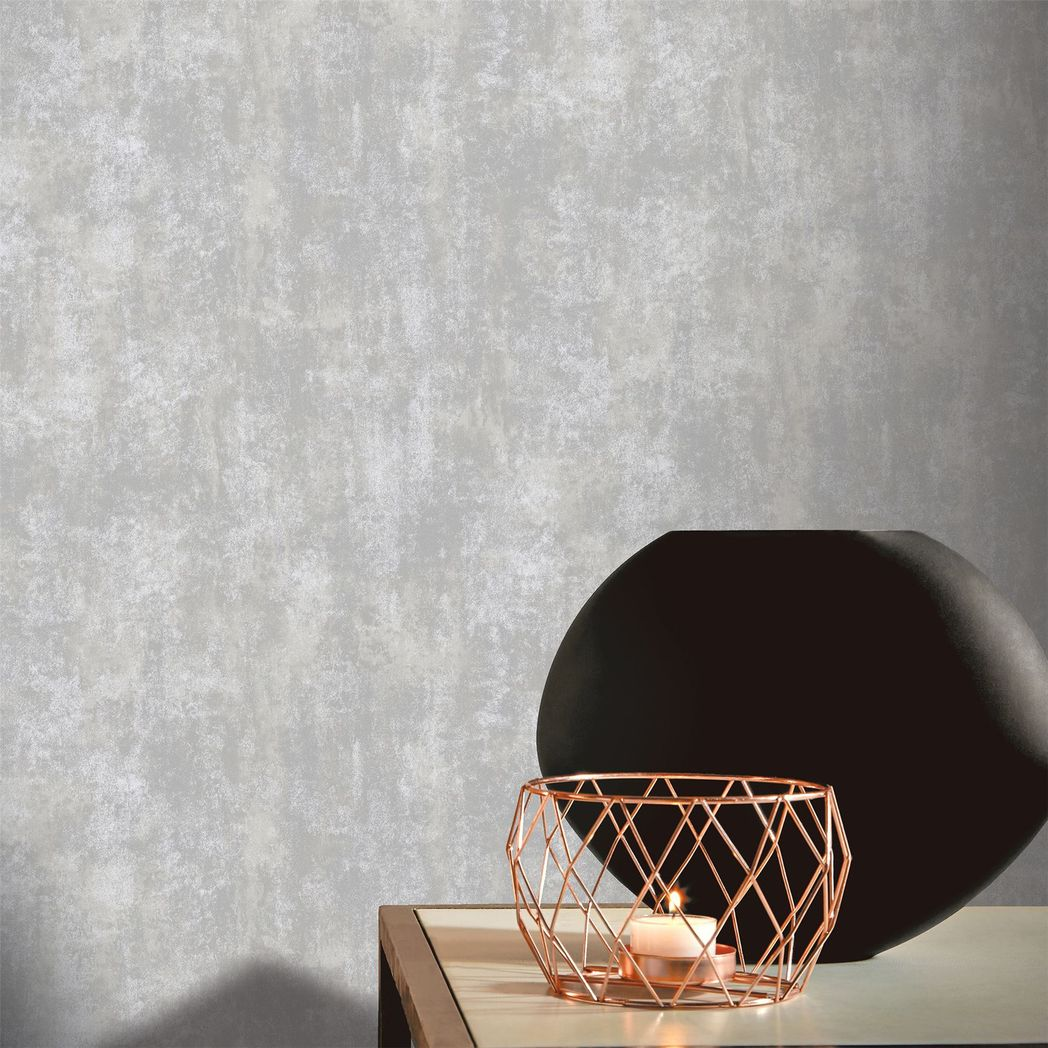 Arthouse Stone Textures Wallpaper with Rough Stone Effect & Metallic Highlights – Weathered Look, Grey
