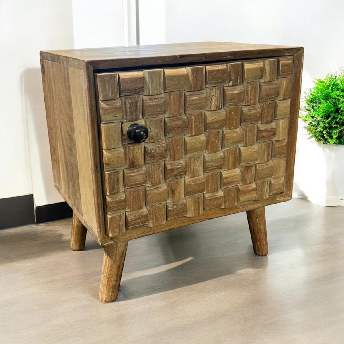 Wooden Bedside Cabinet, 47cm – Sturdy Bedroom Storage Table for Home