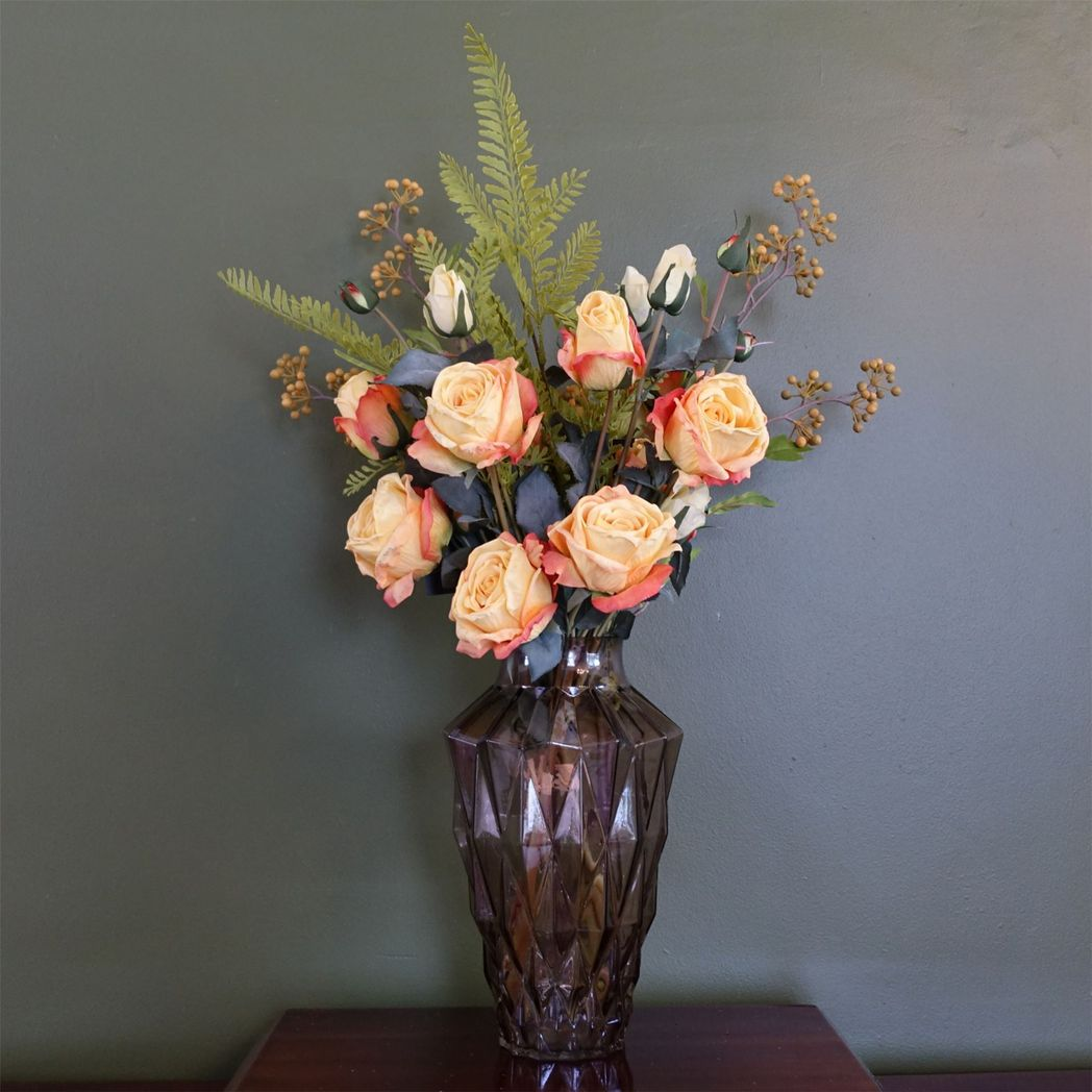 30cm Brown Geometric Glass Vase – Decorative Home Accent, Brown