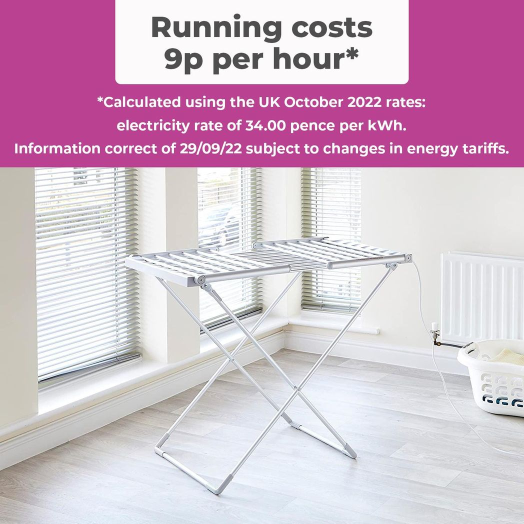 Neo Electric Heated Winged Clothes Airer Drying Rack – Fold-Out Wings, Energy-Efficient Indoor Laundry Dryer