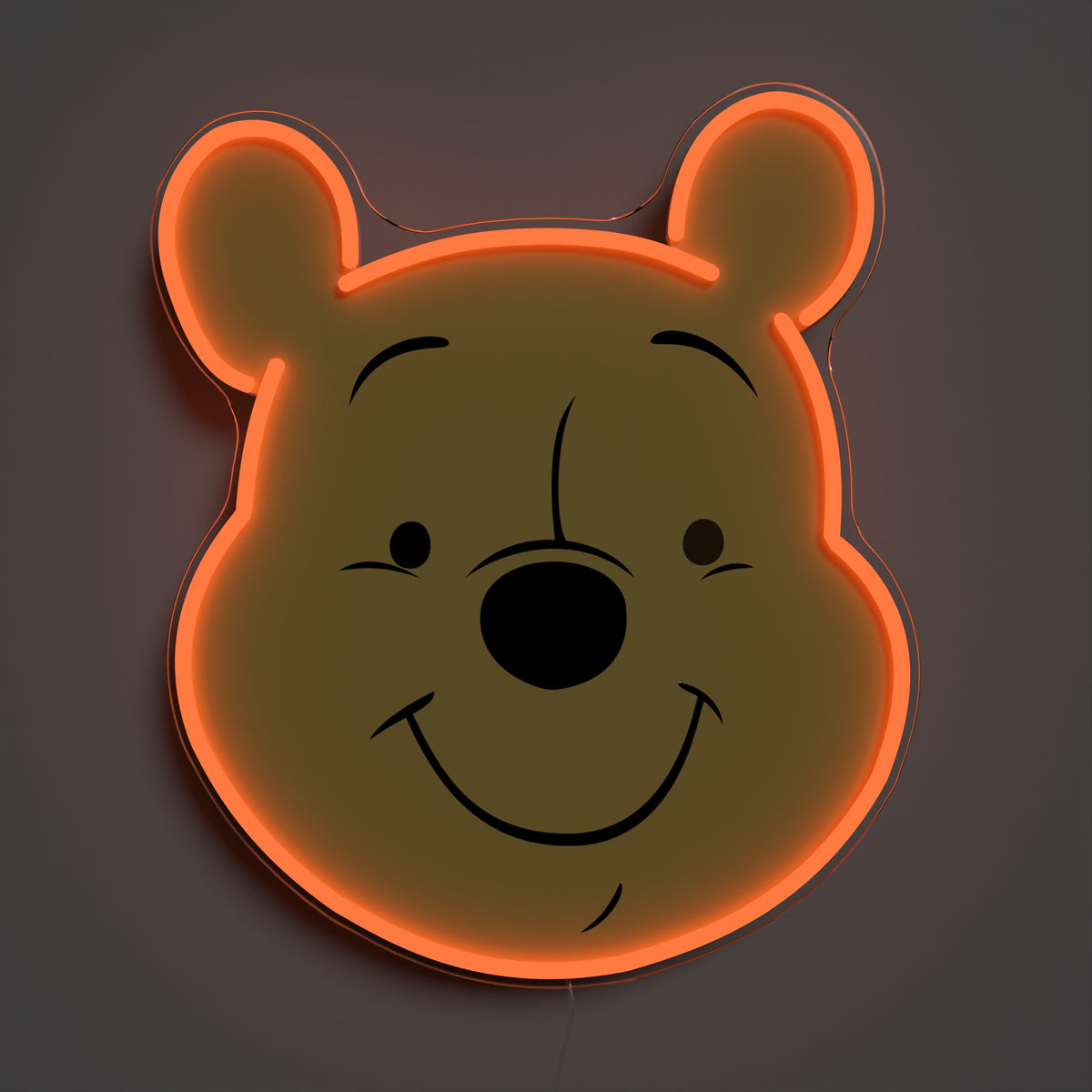 YELLOWPOP Disney Winnie the Pooh Face LED Neon Sign – USB Licensed Wall Light for Nursery or Living Room