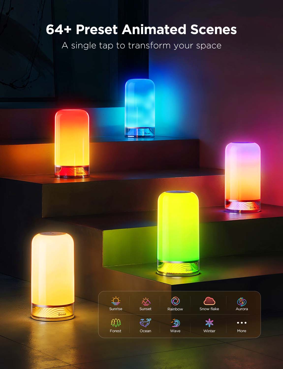Govee Aura Smart RGB LED Table Lamp with App Control, 16 Million Colours & 60+ Scenes – Mood Lighting