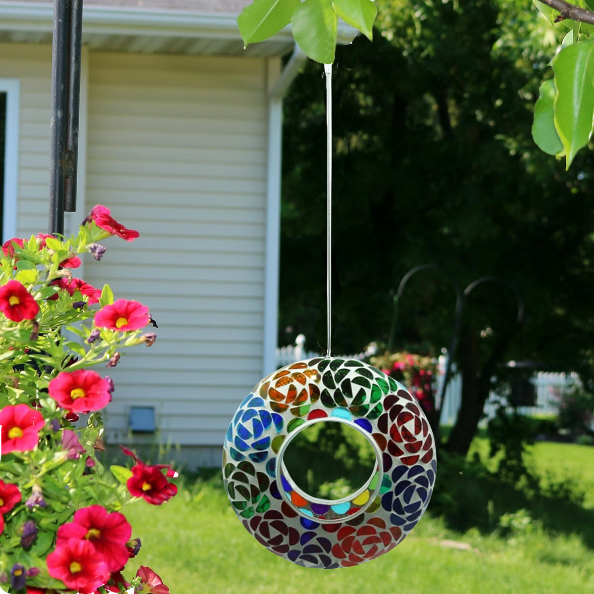 Avilo Hanging Mosaic Bird Feeder – Fill with Nuts, Seeds or Fat Balls for Garden Birds