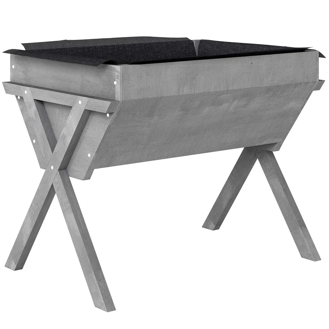 Outsunny Wooden Raised Garden Bed with Legs and Bed Liner – Elevated Fir Wood Planter Box, 178L, Light Grey