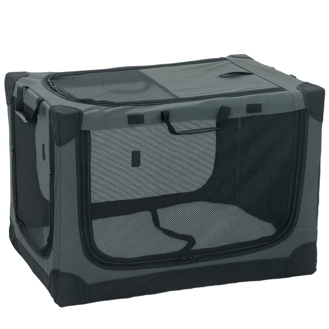 PawHut Foldable Soft Dog Crate with Removable Pad and Mesh Windows, 76 x 54 x 54 cm – Pet Travel Carrier, Army Green