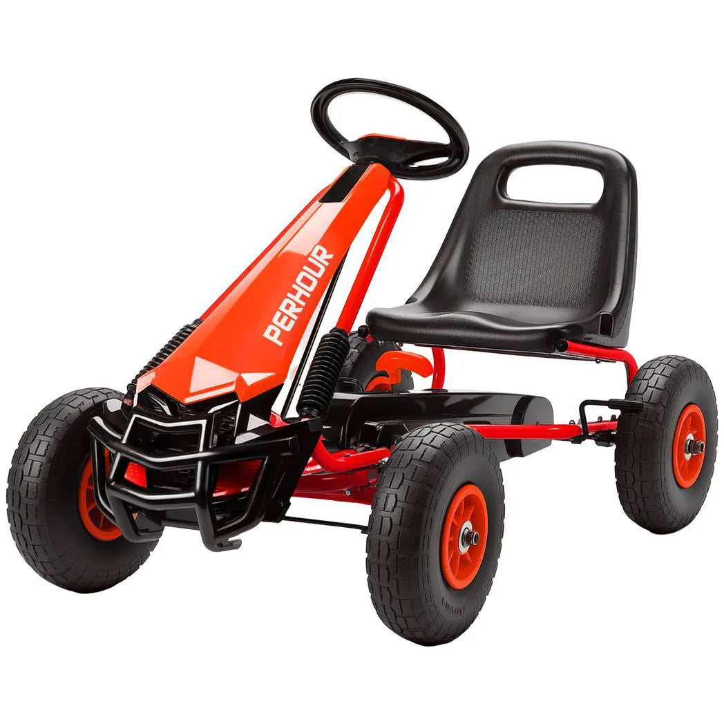 AIYAPLAY Kids Pedal Go Kart with Adjustable Seat, EVA Tyres, Handbrake & Clutch – Ride-On for Ages 3-8, Red