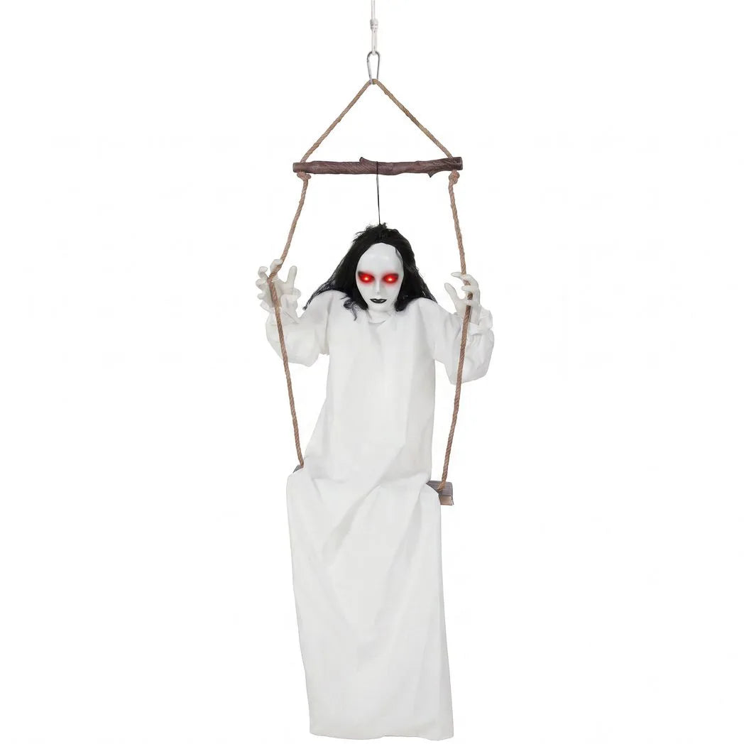 HOMCOM 170cm Animated Hanging Swing Ghost Halloween Decoration