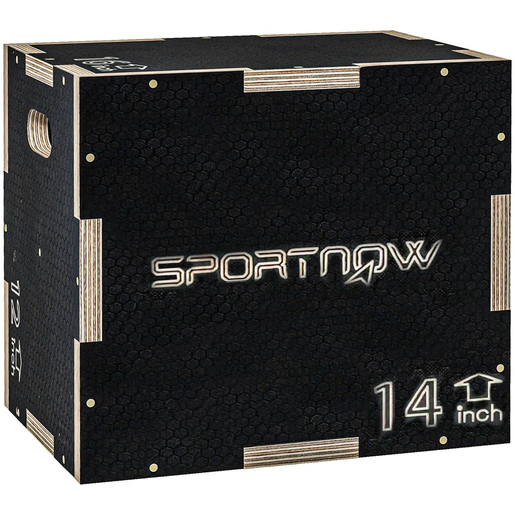 SPORTNOW 3-Height Wooden Plyo Jump Box with Non-Slip Surface & Handles – Home Gym Step Up Box, Black