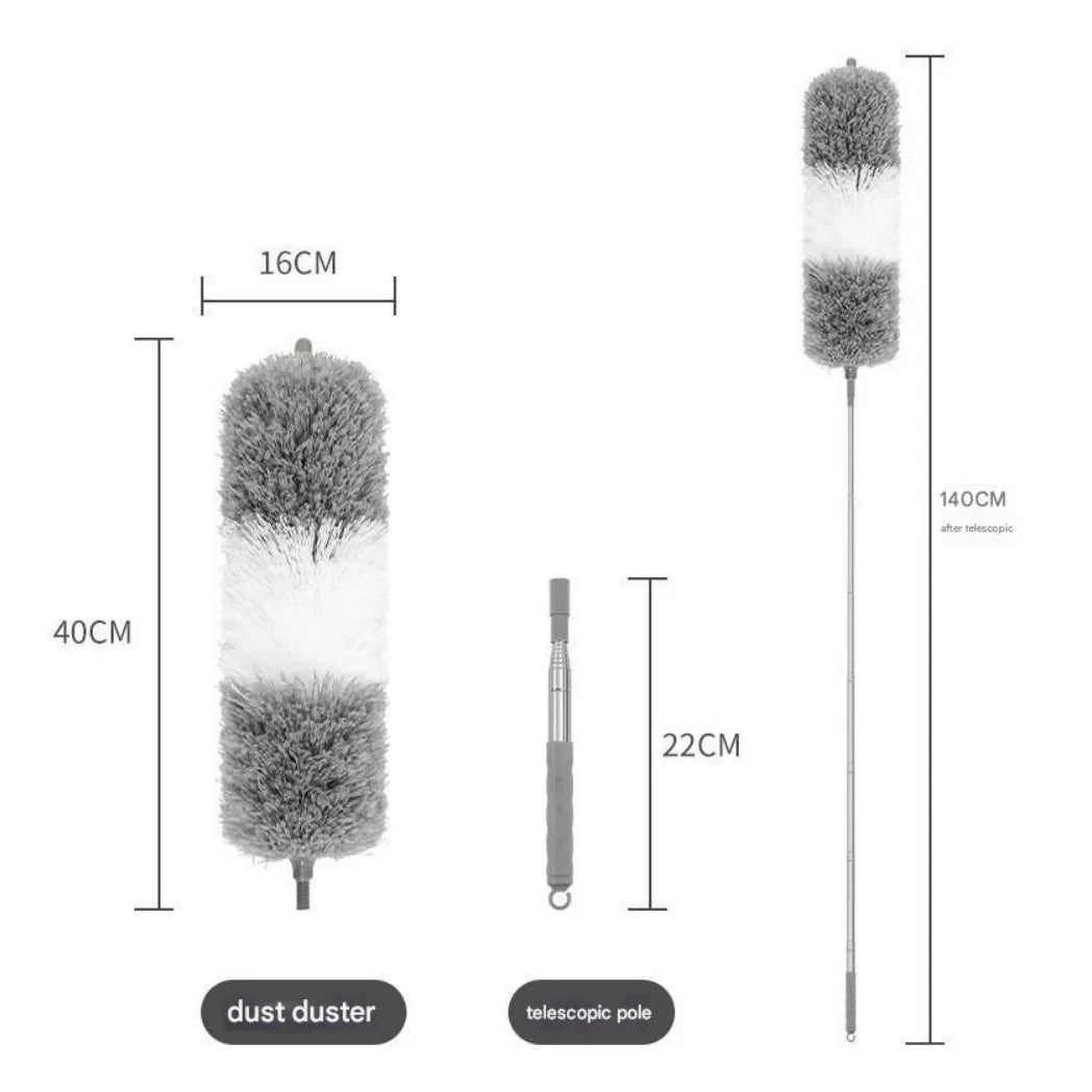 Extendable Microfibre Duster with Retractable Pole and Removable Head – Lightweight Brush for High Places