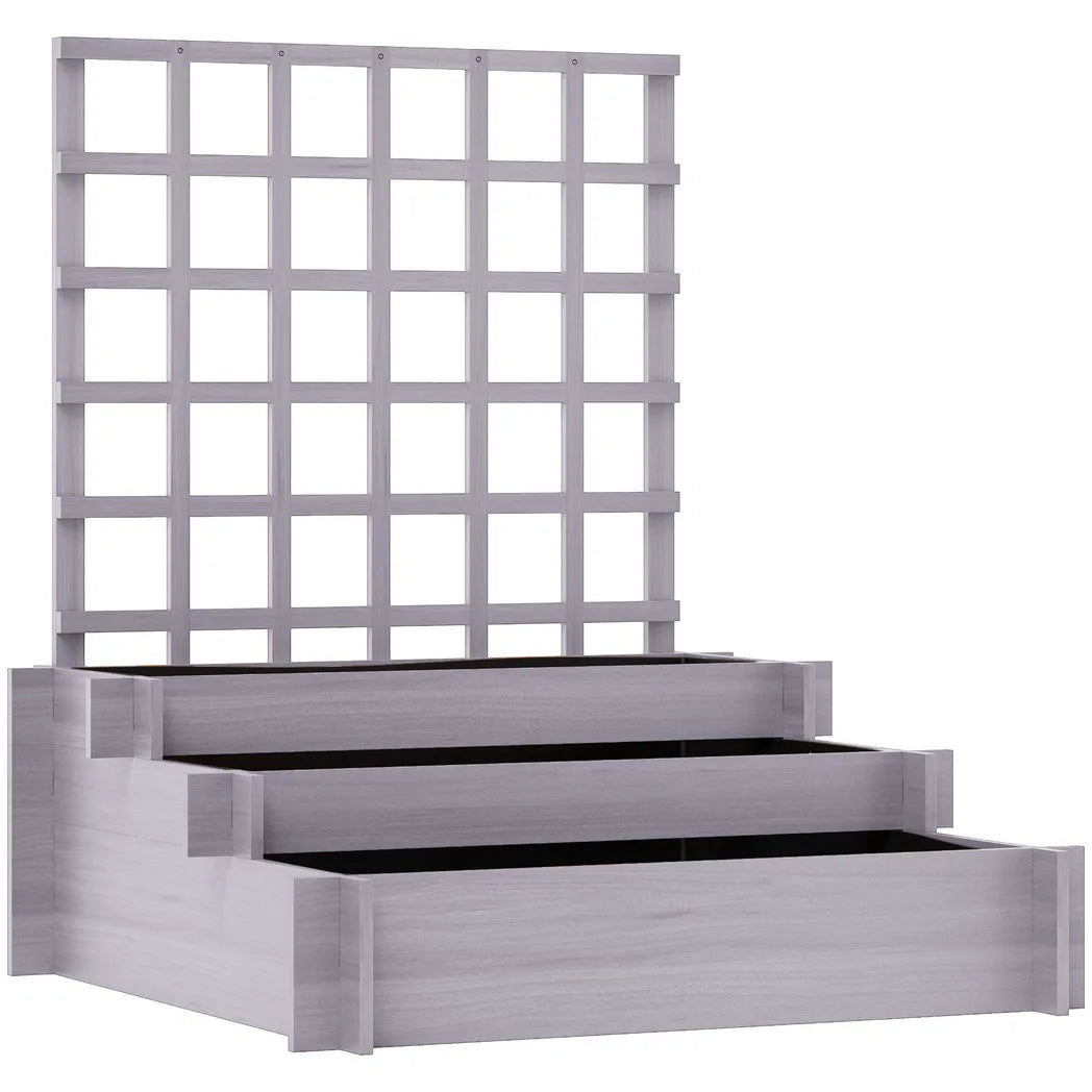 Outsunny 3-Tier Wooden Trellis Planter, 95x95x110cm – Grey